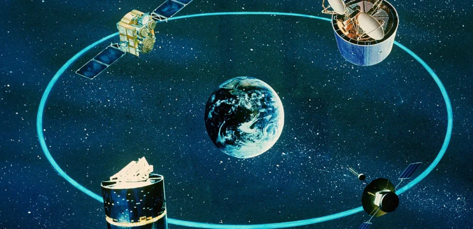 Concept art of various communications satellites around Earth. Credit: U.S. Government Archive / Public Domain