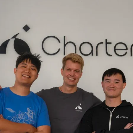 Yukun Yin, Charter co-founder and chief technology officer, Scott de Jong, director of product engineering, Yuk Chi Chan, co-founder and CEO. Credit: Charter