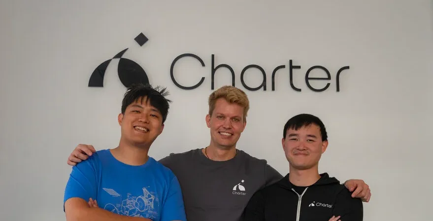 Yukun Yin, Charter co-founder and chief technology officer, Scott de Jong, director of product engineering, Yuk Chi Chan, co-founder and CEO. Credit: Charter