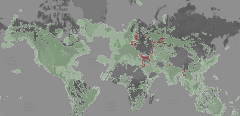 a map of global GNSS interference on Nov. 20, 2024 based on Automatic Dependent Surveillance-Broadcast (ADS-B) data. Credit: Flightradar24